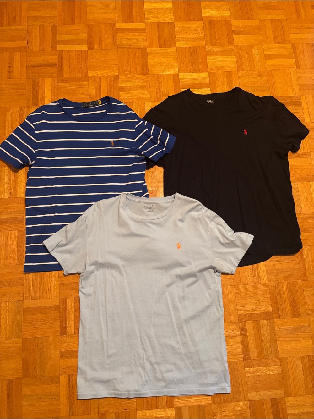Ralph Lauren Tee Set - Navy Stripe, Black, Light Blue